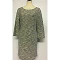 Angie Dresses | Angie Women's Heather Gray Knit Shift 3/4 Sleeve Sweater Dress Size L | Color: Gray/White | Size: L