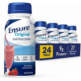 Ensure Original Nutritional Shake, 8 Oz., Strawberry | Case Of 24 (4 Packs) | Carewell