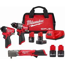 M12 FUEL 12-Volt Cordless 2-Tool Combo Kit With M12 FUEL 3/8 in. Right Angle Impact Wrench & (2) HO 2.5 Ah Batteries