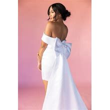 The Steffy Bow Dress. Custom Made Mini Dress With Large Bow Train Bridal Shower Bachelorette Elopement Engagement Bridal Exit Dress