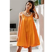 Round Neck Sleeveless Mini Dress Tangerine / S