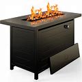 Ciays 42 Inch Gas Fire Pit Table, 60,000 BTU Propane Pits For Outside With Steel Lid And Lava Rock, 2 in 1 Firepit Table Gatherings Parties On Patio