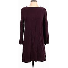 Cloth & Stone Casual Dress - Shift Crew Neck 3/4 Sleeves: Purple Solid Dresses - Women's Size X-Small