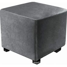 Stretch Ottoman Cover Velvet Square Ottoman Slipcovers Rectangular Foldable Storage Stool Cover Bench Cover Furniture Protector Soft Slipcover With El