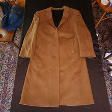 Prontomoda Men's Camel Full Length Topcoat Overcoat Wool Cashmere Coat