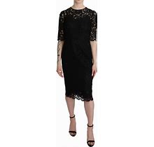 Dolce & Gabbana Women's Black Floral Lace Sheath Knee Length Dress - Small