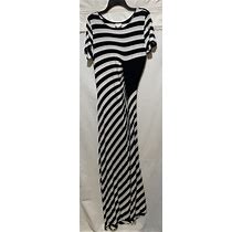 Eci York Black & White Asymmetrical Hem Rayon Spandex Dress Pleated