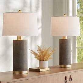 360 Lighting Gilson Gold Textured Gray Modern Ceramic Table Lamps Set Of 2 - Style 898W1