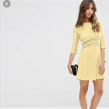 Asos Dresses | Asos Yellow Lace Insert Dress Us6 Uk10 | Color: Yellow | Size: 6