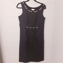 Merona Dresses | Merona Black Sheath Dress With Gold Hardware | Color: Black/Gold | Size: 10