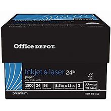 Office Depot Laser Print Paper, Letter, 24 Lb, 500-Sheets/Ream, 3-Ream