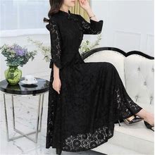 Womens Hollow Lace Cheongsam Long Girls Pullover Swing Stand Collar Dress Gown
