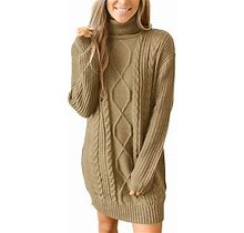 Szxzygs Womens Long Dresses Summer Petite Women's Crewneck Oversized Pullover Fall Cable Knit Long Sleeve Short Sweaters Dresses Womens Dresses With S