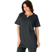 Plus Size Women's Notch-Neck Soft Knit Tunic By Roaman's In Black (Size 3X) Short Sleeve T-Shirt