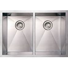 Whitehaus WHNCM2920EQ Commercial Double Bowl Undermount Sink Brushed Stainless Steel Sinks Kitchen Sinks Stainless Steel