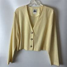 Vintage Leslie Fay Yellow Dress Jacket Ladies Size 16