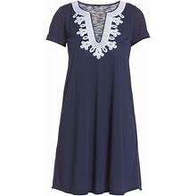 Lilly Pulitzer Maisy Swing T Shirt Dress True Navy Embroidered White Xs L