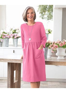 Appleseeds Women's Boardwalk Knit Three-Quarter Sleeve Weekend Dress - Pink - M - Misses