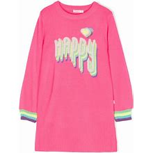 Billieblush - Intarsia-Knit Striped-Edge Dress - Kids - Acrylic/Wool - 6 Yrs - Pink