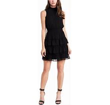 Msk Smocked Tiered Dress Black Petite Size Pxl $79