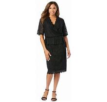 Plus Size Women's Peplum Lace Dress By Jessica London In Black (Size 18 W)