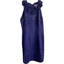 Madison Leigh Dress 8 Purple Floral Sheath Scoop Neck Sleeveless Zip
