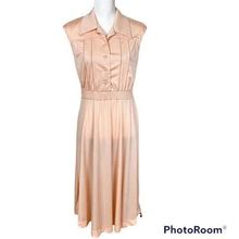 Vintage Peach Shirt Dress Maxi Sleeveless