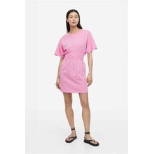 Ladies - Pink Smock-Waist T-Shirt Dress - Size: XS - H&M