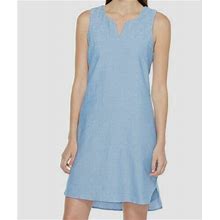 $89 Hatley Womens Blue Embroidered Paisley Sleeveless Split Neck Dress