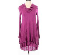 Kensie Casual Dress - A-Line Cowl Neck Long Sleeves: Purple Print Dresses - Women's Size Small