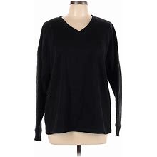 Isaac Mizrahi LIVE! Pullover Sweater: Black Tops - Women's Size Large