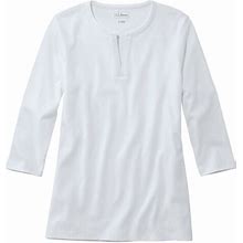 Women's L.L.Bean Tee, Three-Quarter-Sleeve Splitneck Tunic White Large, Cotton