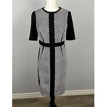 Teri Jon Dresses | Rickie Freeman Teri Jon Black White Geometric Checkered Print Dress -Size 8 | Color: Black/Red/White | Size: 8