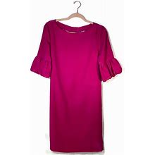 Jessica Howard Dresses | Vintage Magenta Bell Sleeve Dress, Knee Length, Boat Neck, Womens Size 10P | Color: Pink/Red | Size: 10P