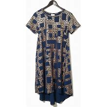 Lularoe Dresses | Lularoe Nwot Carly Elegant Collection Metallic | Color: Blue/Gold | Size: Xs