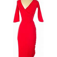 Chiara Boni Dresses | Chiara Boni Dress Merlot Ponte Vneck Draped Sheath Sz 40 | Color: Pink/Red | Size: 4
