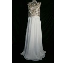Glow Dress 10 White Long Sheath Jewels Sexy Formal Prom Wedding NWT $289