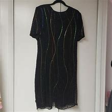 Styleworks Dresses | Styleworks Vintage Silk Beaded Dress 18 | Color: Black/Red | Size: 18