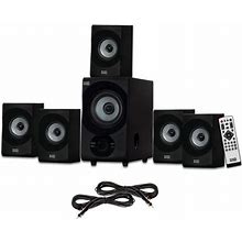 Acoustic Audio Aa5172 Home Theater 5.1 Bluetooth Speaker System With USB And 2 Extension Cables