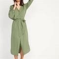 Old Navy Dresses | Nwt Light Olive Long-Sleeve Waist-Defined Midi Dress | Color: Green | Size: L