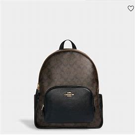 Coach Bags | Coach Large Court Backpack In Signature Canvas | Color: Black/Brown | Size: Os
