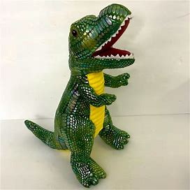 Large 14" Green T-Rex Dinosaur Plush Stuffed Animal Like New Condition | Color: Green | Size: 14"