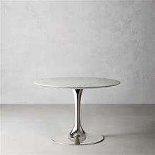 Tulip Pedestal Dining Table, 42 Round, Polished Nickel Base, Carrara Marble Top | Williams Sonoma