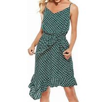 Hot6sl Dresses For Women 2024, Women's Dress Lattice Printing Sexy V- Neck Bow Hollow Out Dress Hot8sl4882631