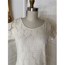 Xhiliration Lace Dress Ivory Short Sleeve Exposed Zipper Women Size