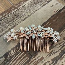 Unbranded Accessories | Gorgeous Bling Rose Goldtone Crystal Bridal Comb | Color: Gold/Pink | Size: Os