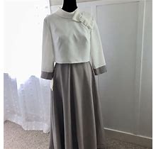 Lanting Bride Dresses | Mother Of Bride/Groom Dress Two Piece Nwt Silver/Ivory Tea Length | Color: Silver | Size: 12