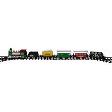 18-Piece Black And Green Battery Operated Animated Classic Model Train Set - 8"