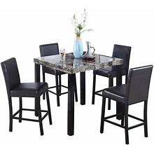 Best Master Furniture Melissa 5 Piece Faux Leather Counter Height Set In Black And Espresso