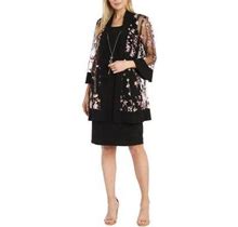 R & M Richards Women's 3/4 Sleeve Embroidered Floral A-Line Jacket Dress